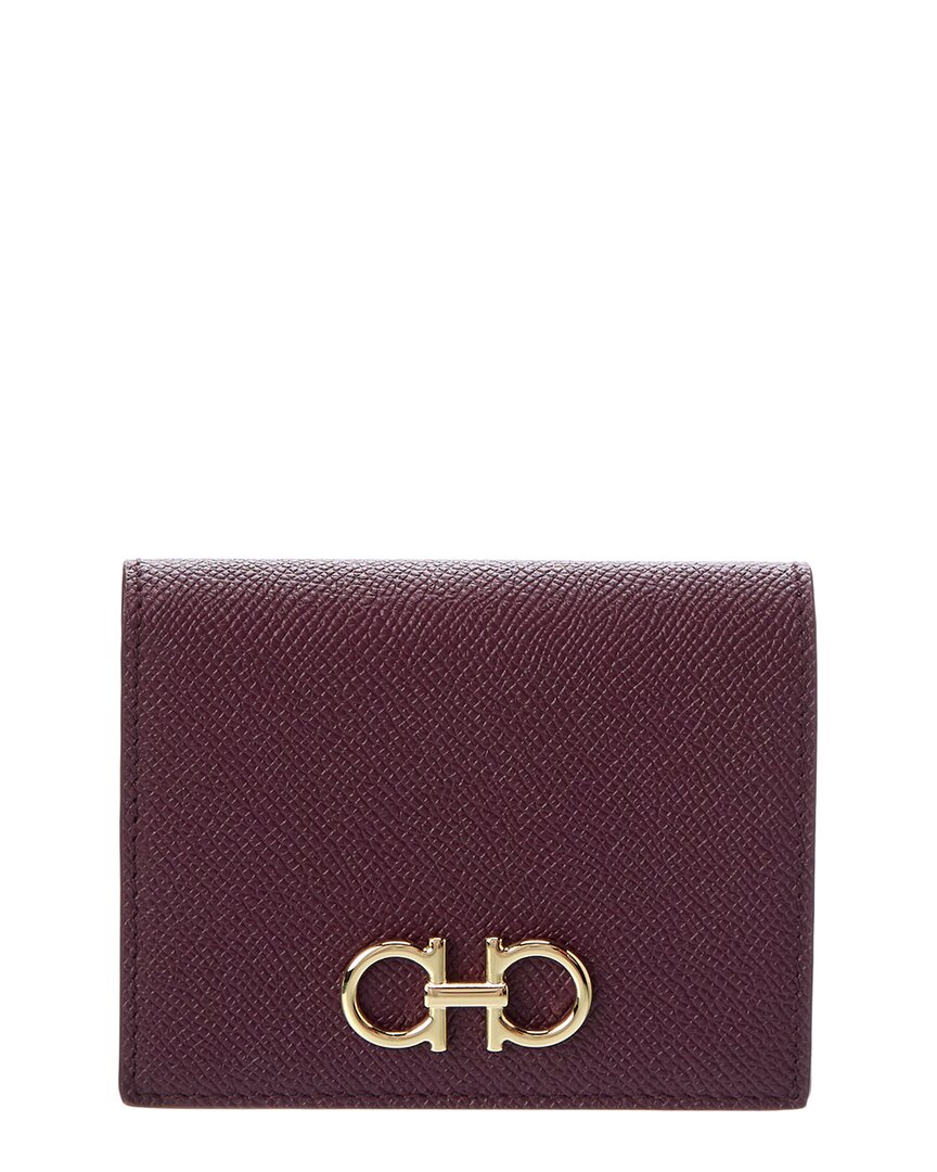 Ferragamo Gold/Pink Gancini Leather Card Case
