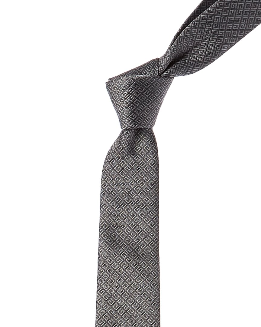 Shop Givenchy Grey All Over 4g Jacquard Silk Tie