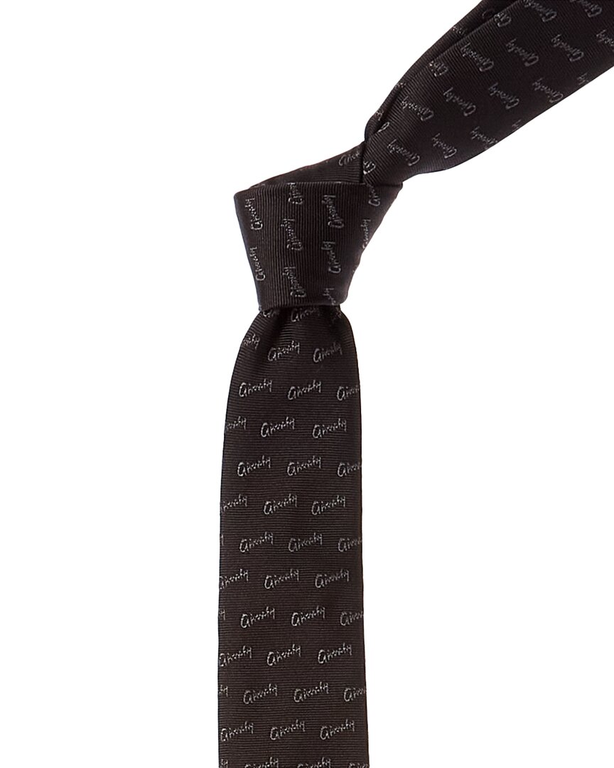 Shop Givenchy Black All Over Logo Silk Tie