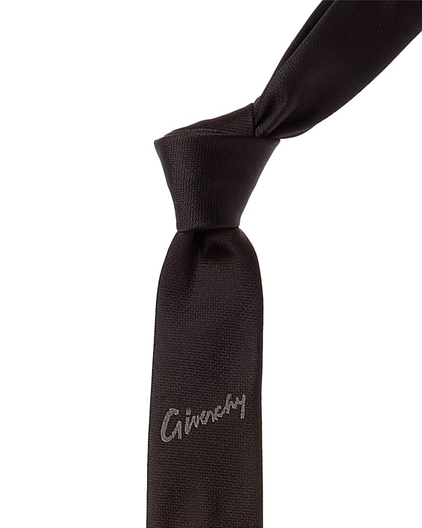 Shop Givenchy Black Logo Itallique Silk Tie