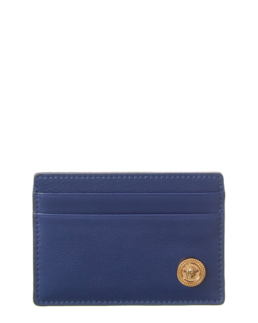 Shop Versace Leather Card Case In Blue