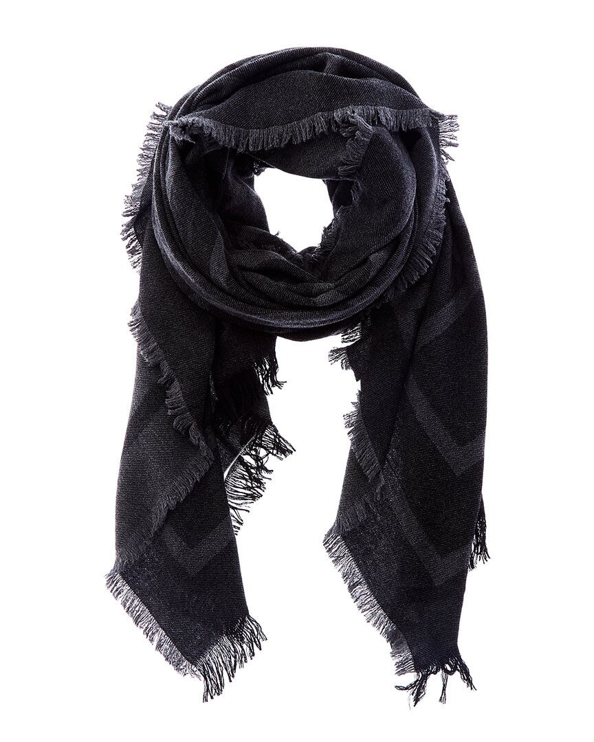 Totême Toteme Large Monogram Wool Scarf In Black