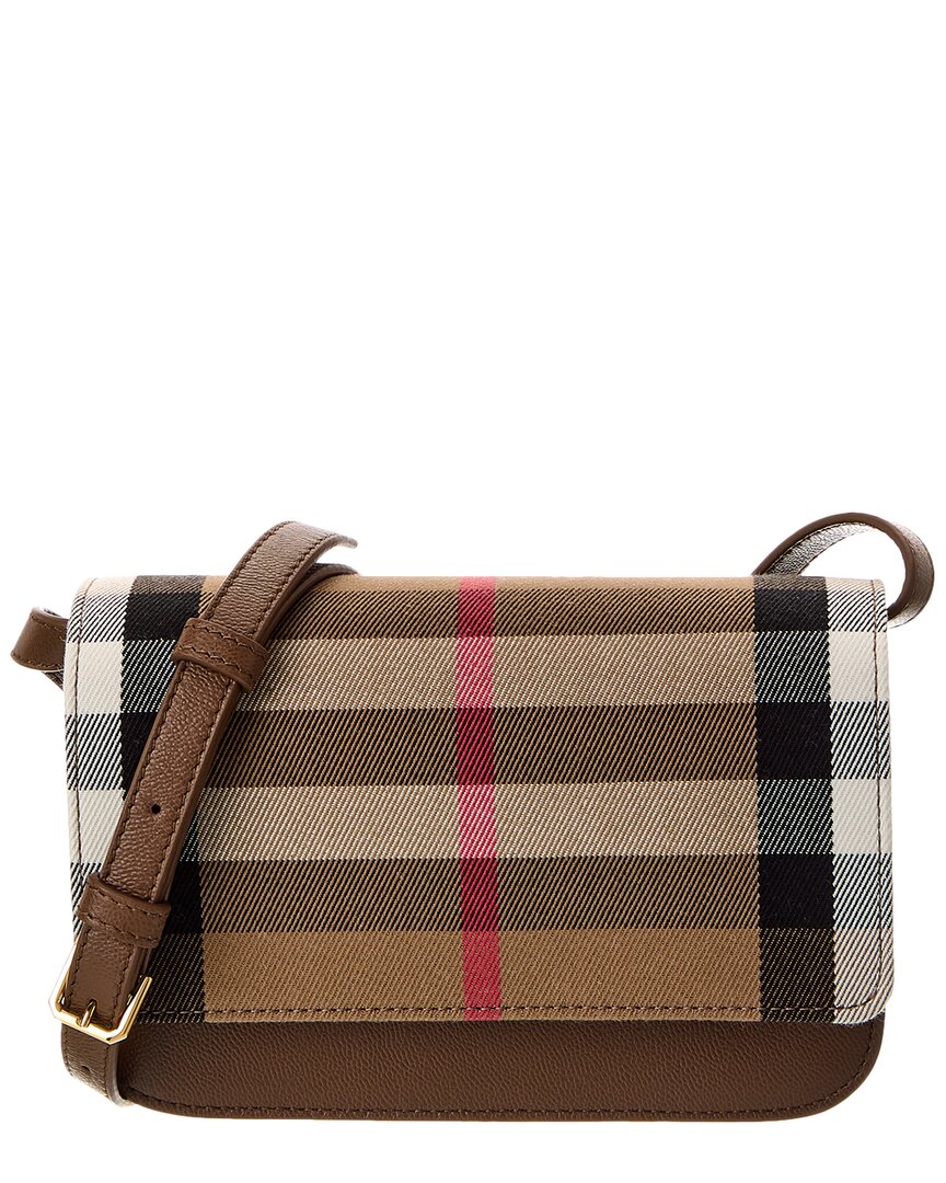Burberry Check Canvas & Leather Shoulder Bag