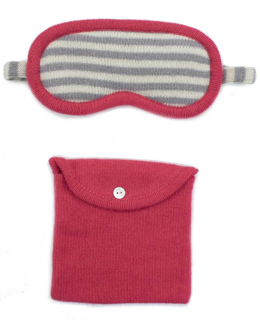 Portolano Cashmere Striped Eyemasks With Pouch In Pink