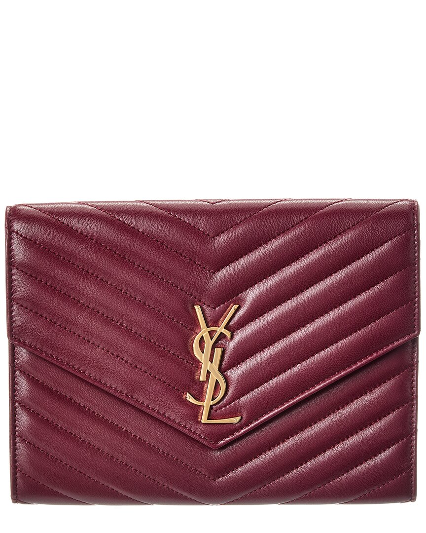 Saint Laurent Cassandre Leather Pouch In Red