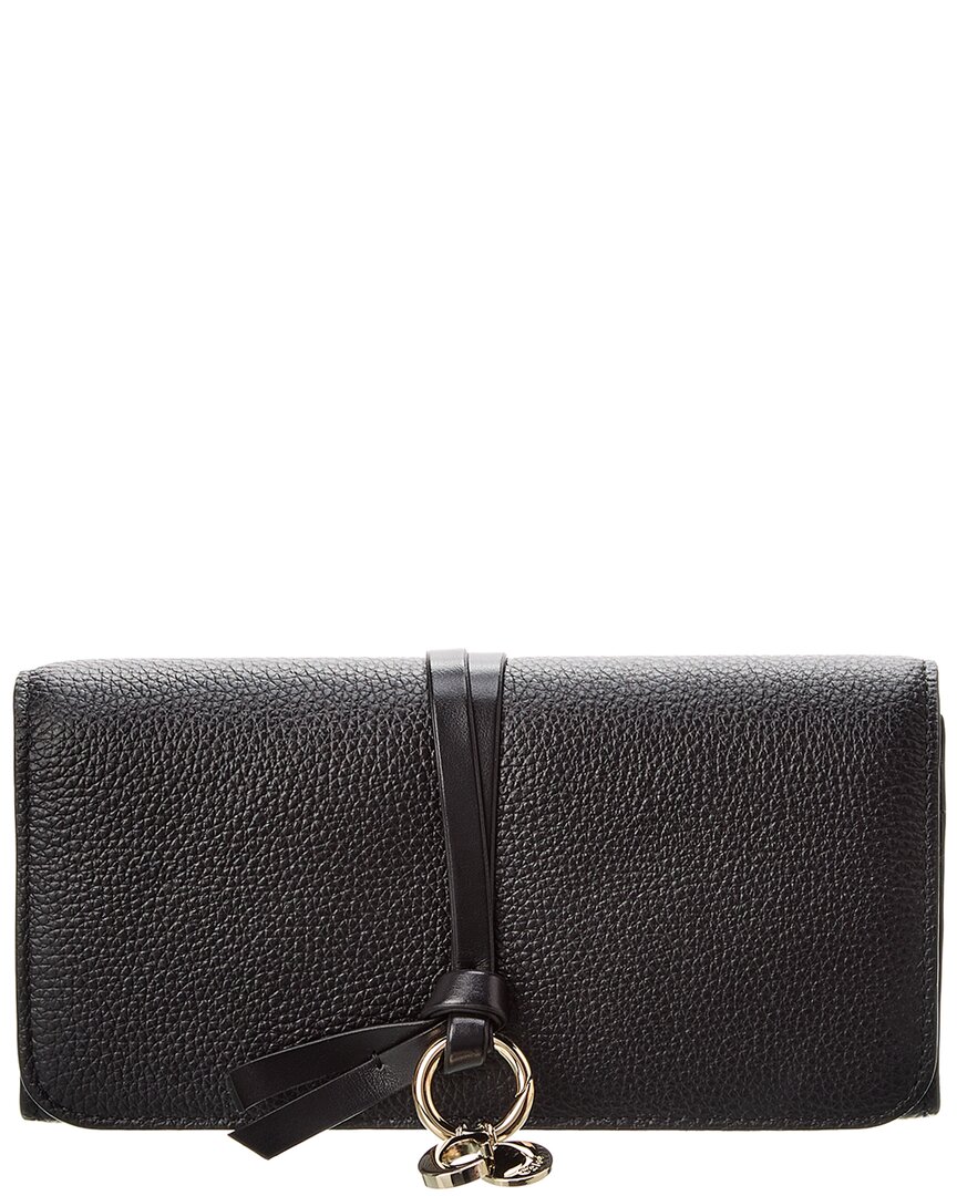 Shop Chloé Alphabet Leather Continental Wallet In Black