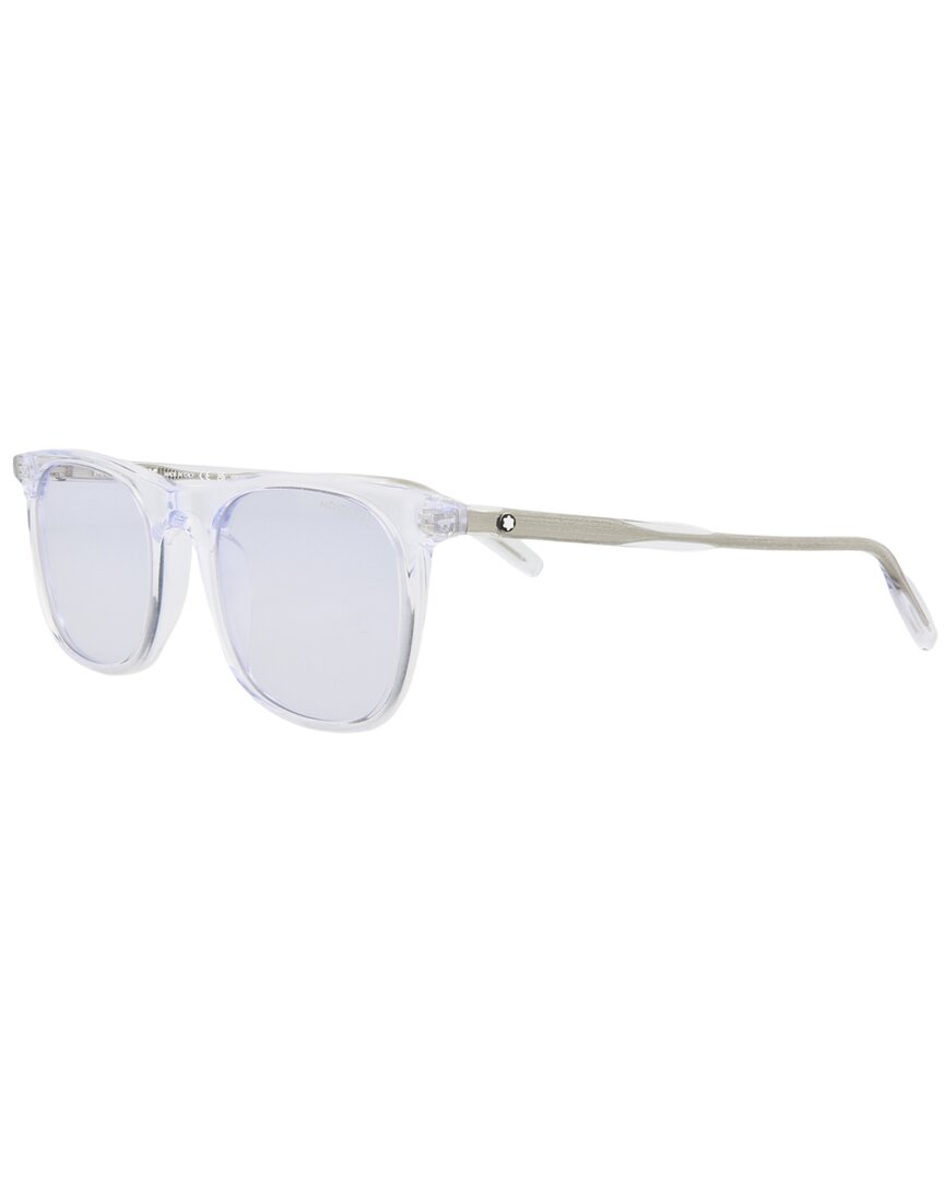 Shop Montblanc Men's Mb0007s 53mm Sunglasses In Blue