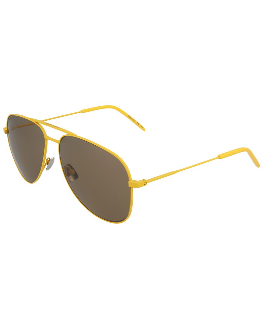 Shop Saint Laurent Unisex Classic11 59mm Sunglasses In Yellow