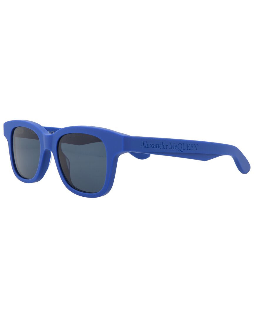 Shop Alexander Mcqueen Men's Am0382s 145mm Sunglasses In Blue