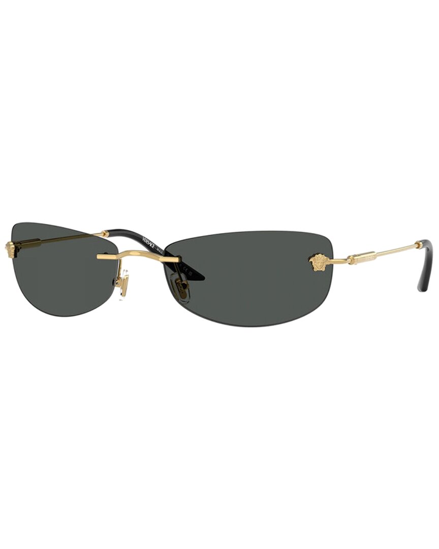 Versace Womens Ve2279 Rectangle-frame Metal Sunglasses Gold