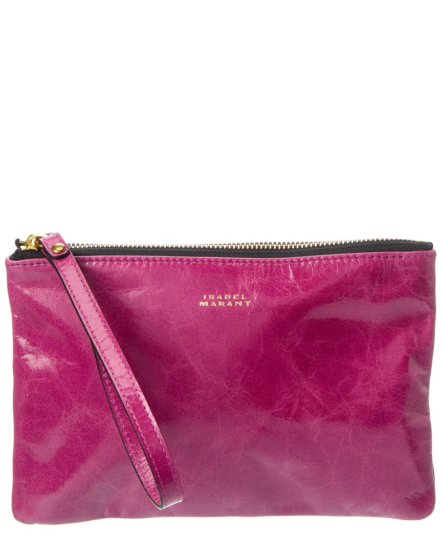 Isabel Marant Mino Leather Pouch In Pink