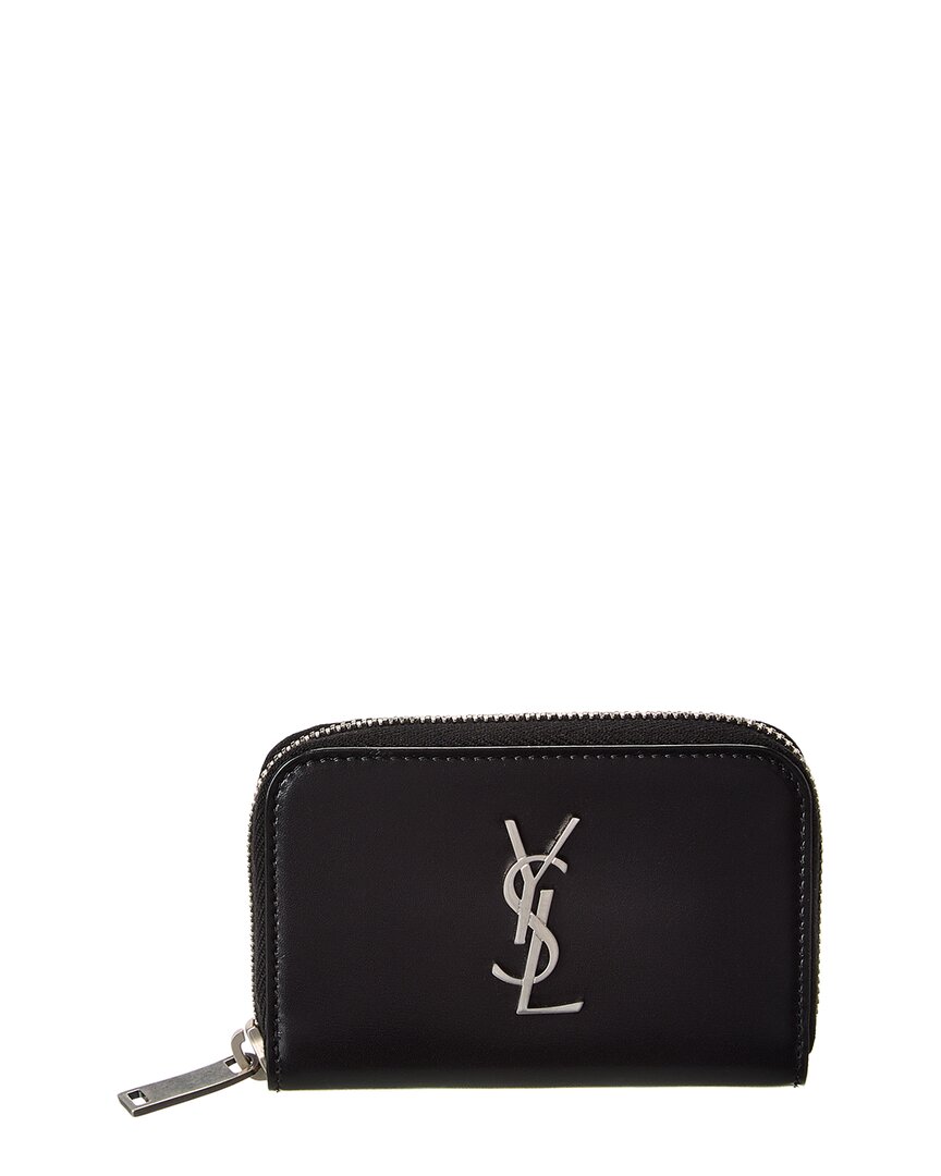 Saint Laurent Leather Zip-around Wallet In Black