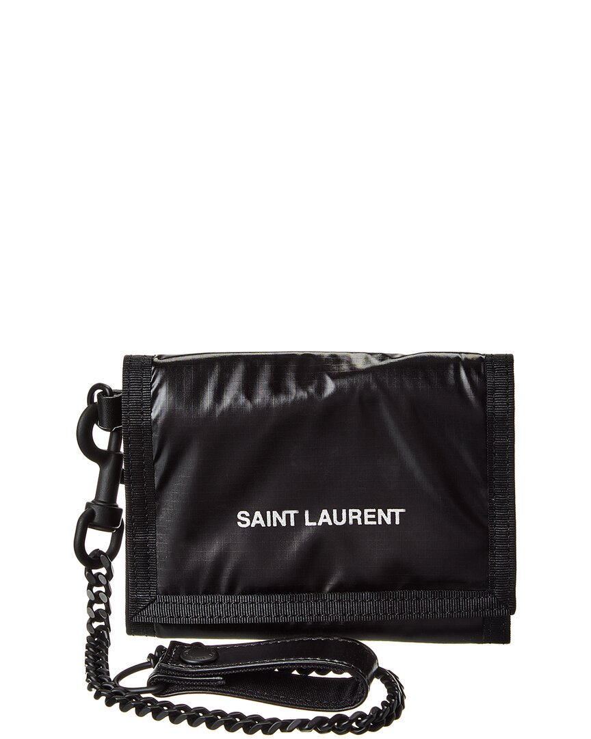 Saint Laurent Nuxx Nylon Chain Wallet In Black