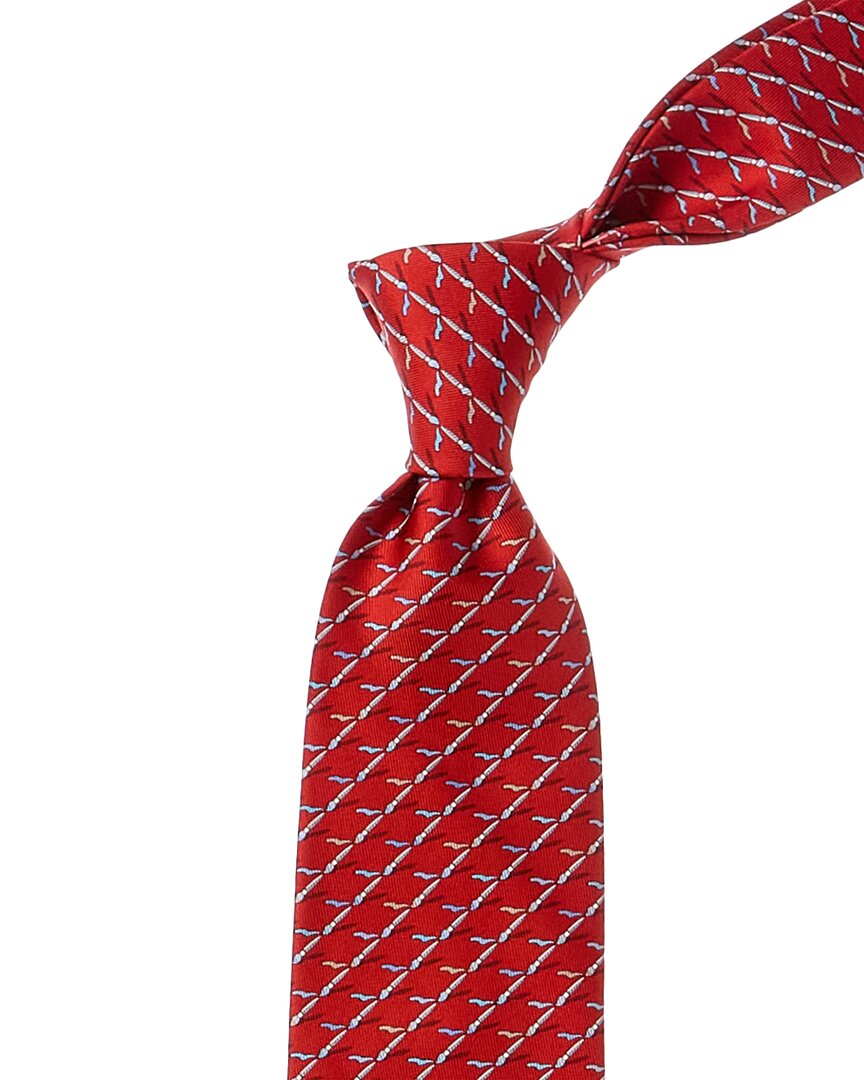 Ferragamo Red Paintbrushes Silk Tie