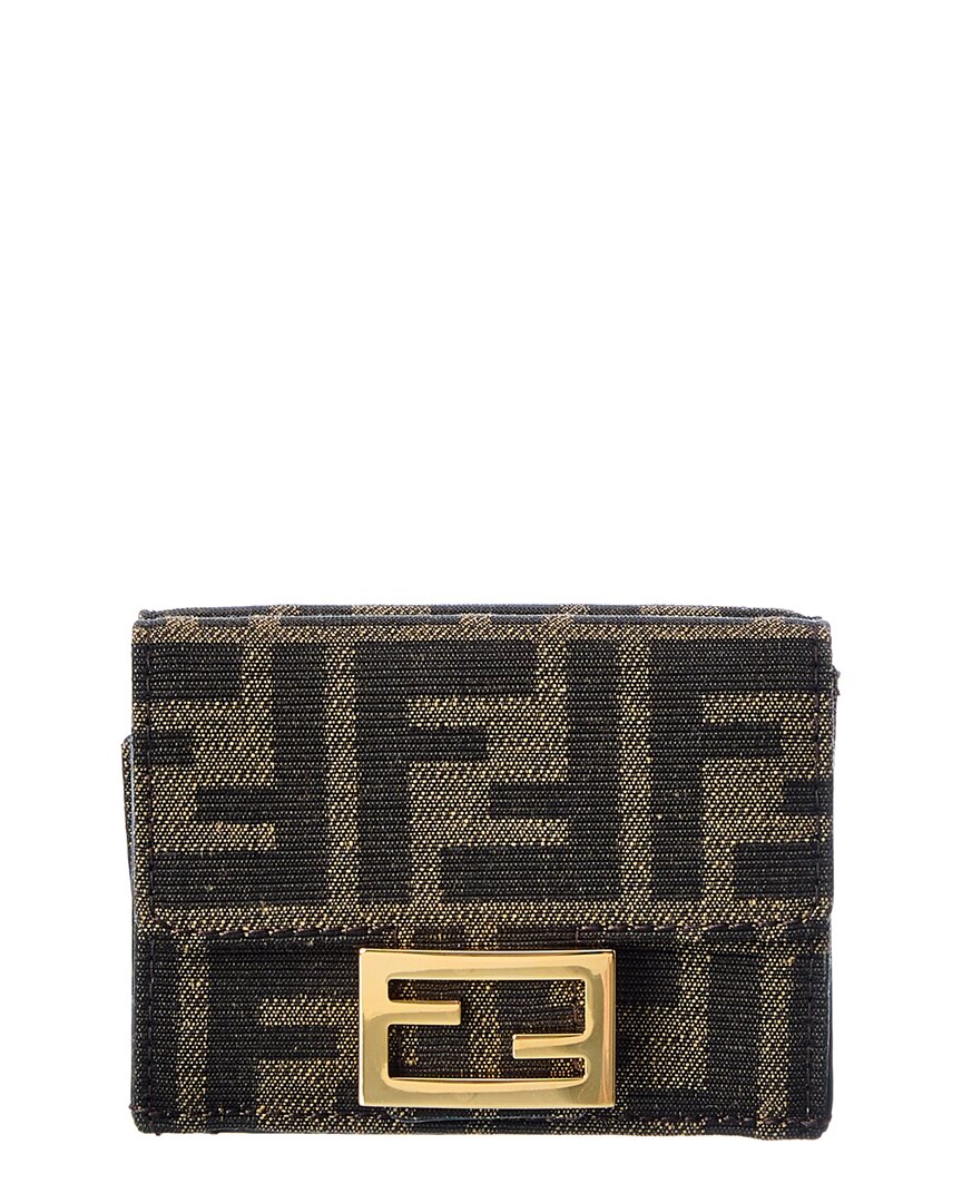 Fendi Micro Trifold Ff Wallet In Brown