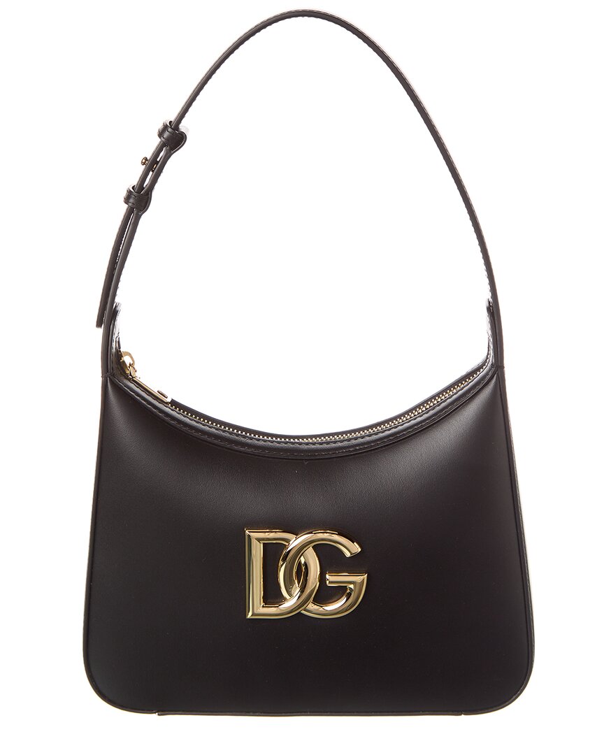 Shop Dolce & Gabbana 3.5 Leather Hobo Bag In Black