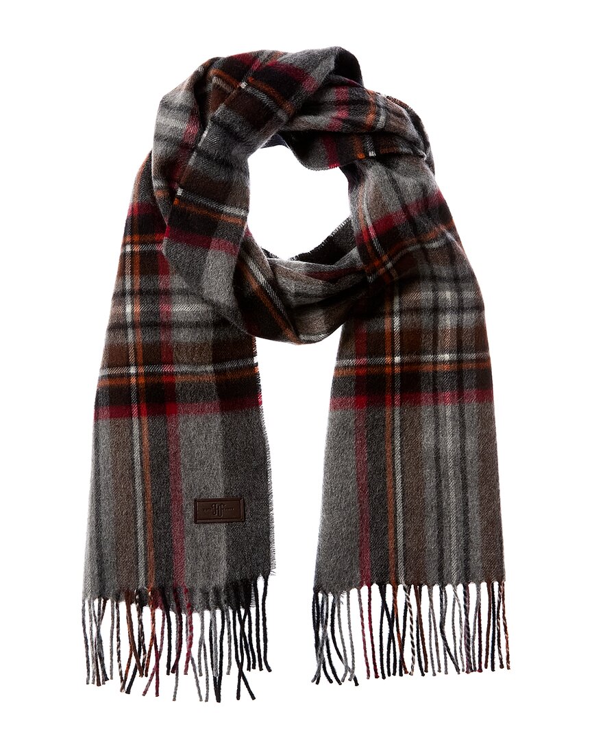 Hickey Freeman Exploded Border Plaid Cashmere Scarf In Red