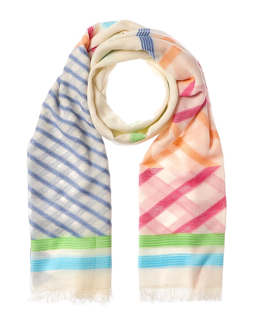 Saachi Colorful Mixed Pattern Scarf In White