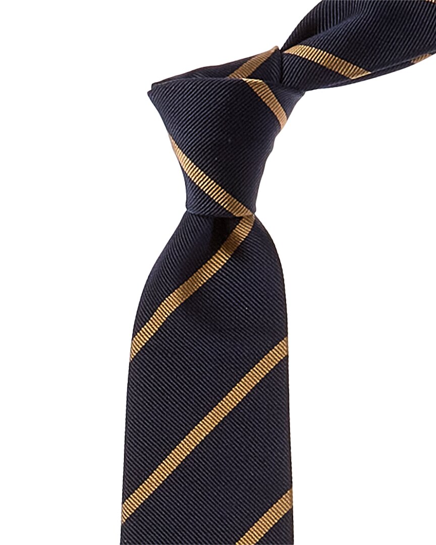 Brunello Cucinelli Navy Stripe Silk Tie