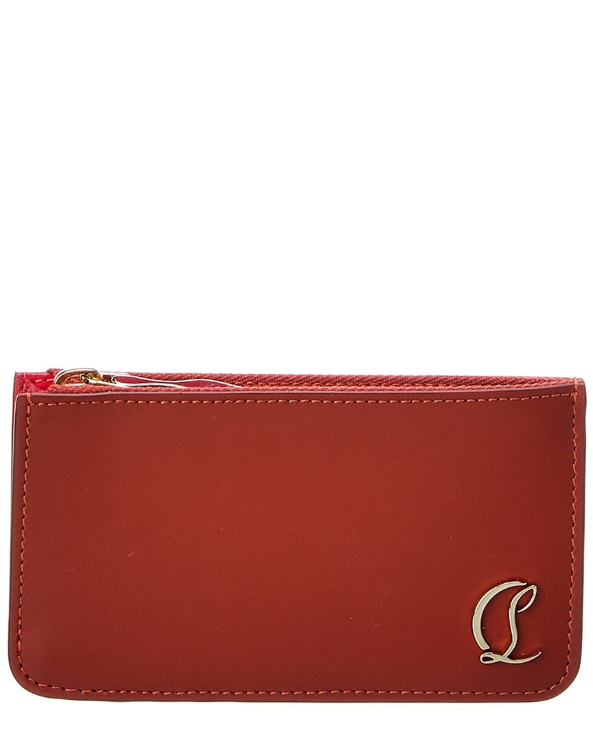 Shop Christian Louboutin Loubi54 Leather Card Holder In Orange