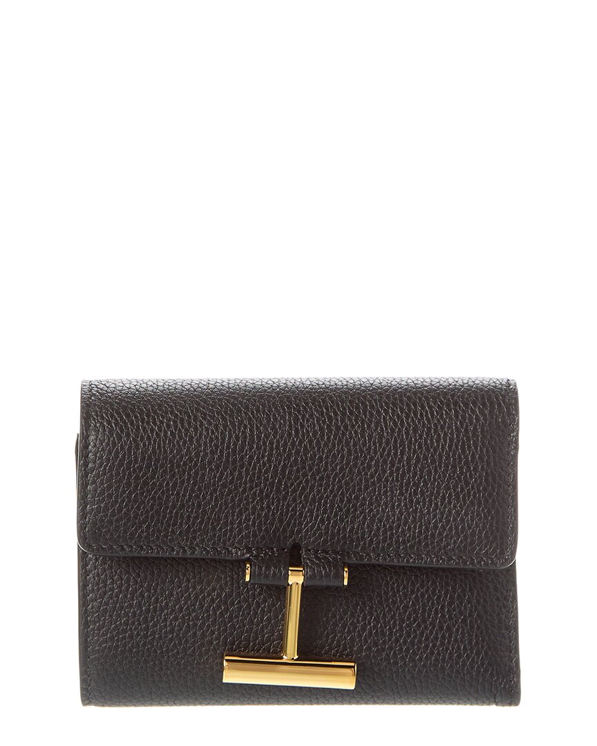 Shop Tom Ford Tara Leather French Wallet In Black