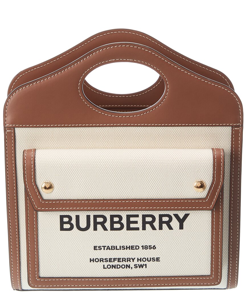 Burberry Mini Canvas & Leather Pocket Bag In Brown
