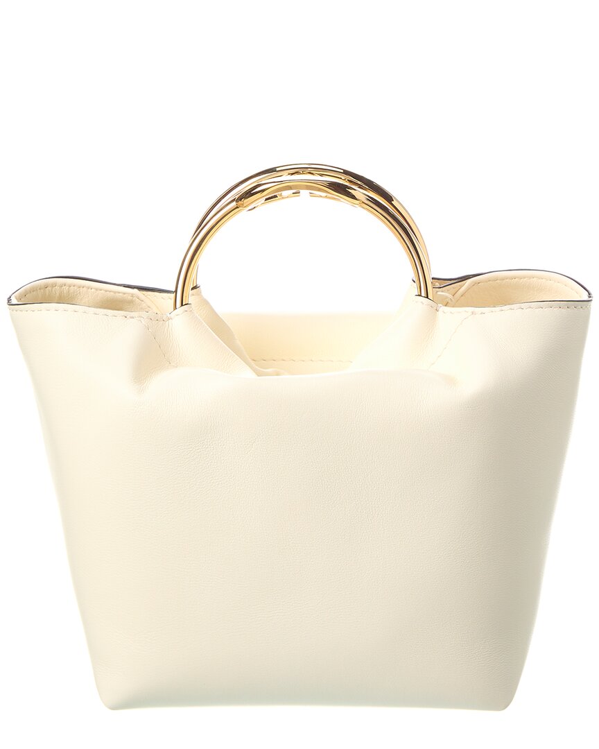 Shop Valentino Vlogo Leather Bucket Bag In White
