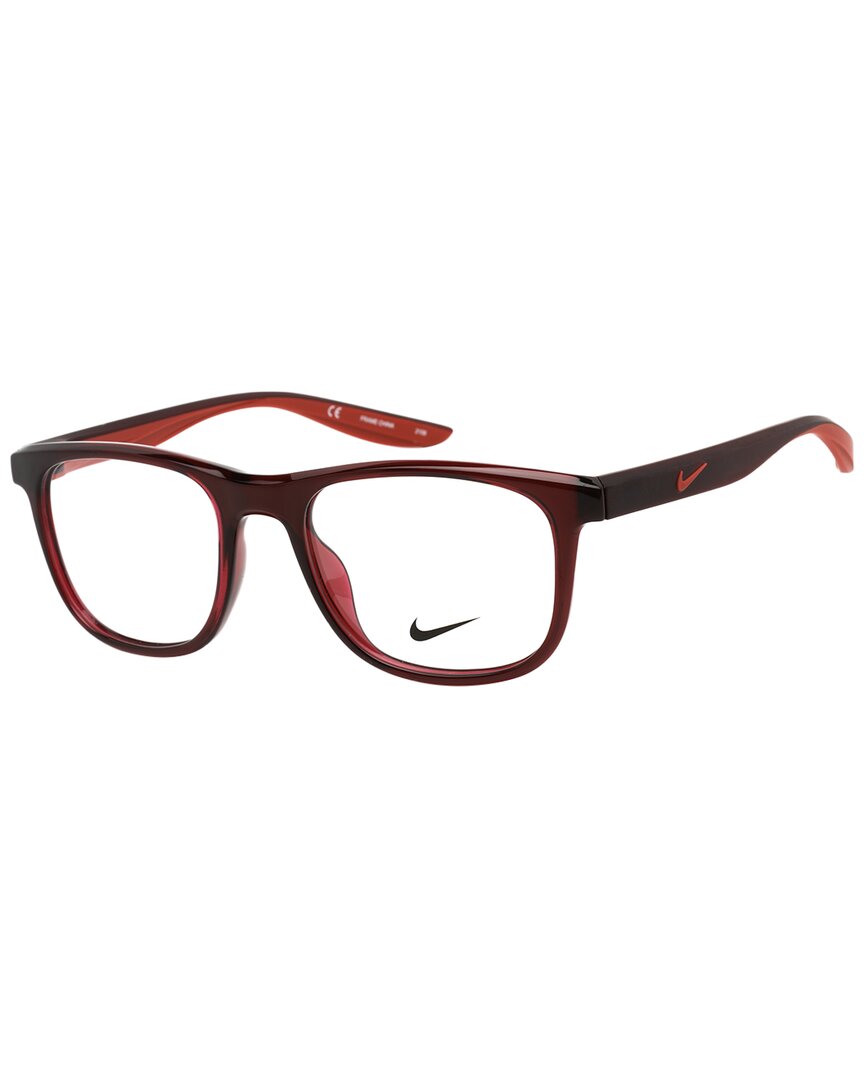 Nike Demo Rectangular Unisex Eyeglasses  7037 605 51 In Red