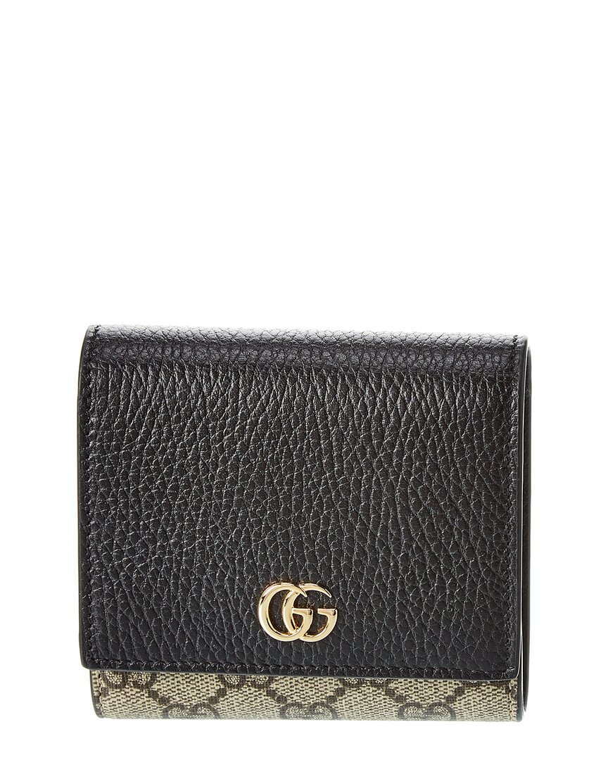 Gucci Brown Medium Gg Marmont Wallet In Black