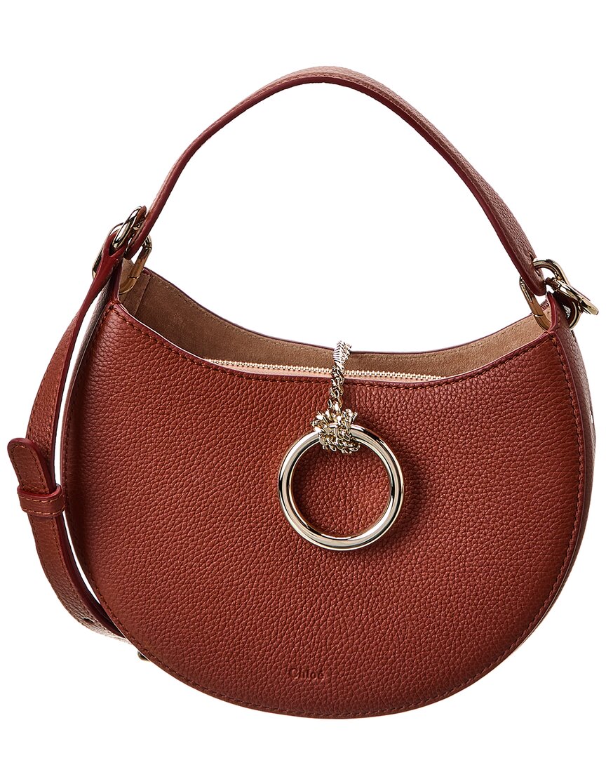 Shop Chloé Arlene Small Leather Shoulder Bag In Brown