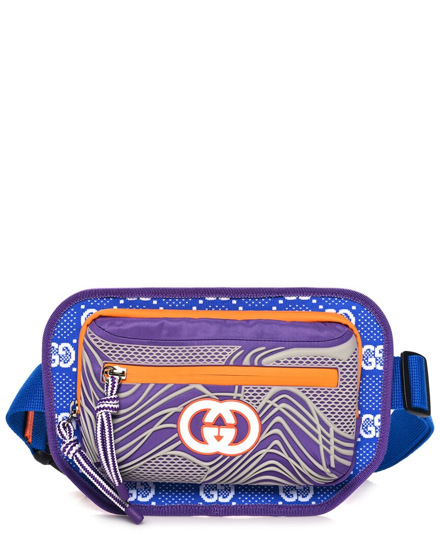 Gucci Grey Jersey Gg Canvas All Over Sporty Belt Bag (authentic Pre-loved) In Blue