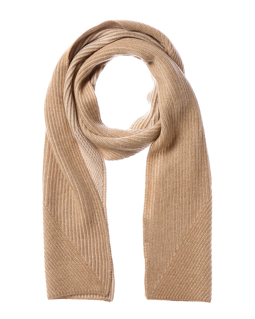 Forte Cashmere Plaited Rib Cashmere Scarf In Brown