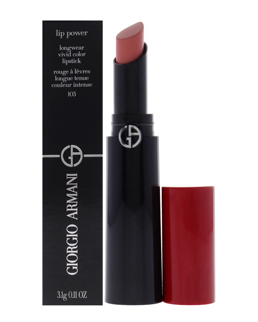 Giorgio Armani Women's 0.11oz 103 Pinky Peach Lip Power Longwear Vivid Color Lipstick In White