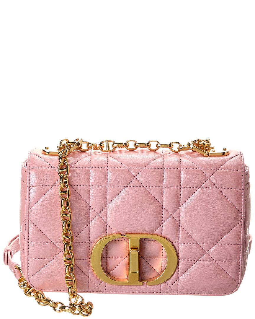 Dior Caro Small Leather Shoulder Bag In Pink