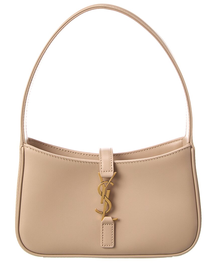 Saint Laurent Le 5 A 7 Ysl Shoulder Bag In Smooth Leather In Beige