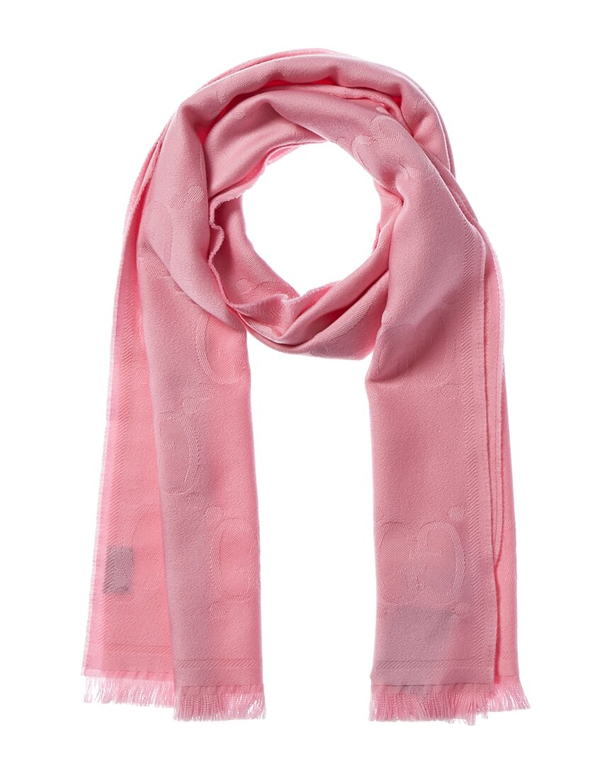 Shop Gucci Gg Jacquard Wool Scarf In Pink