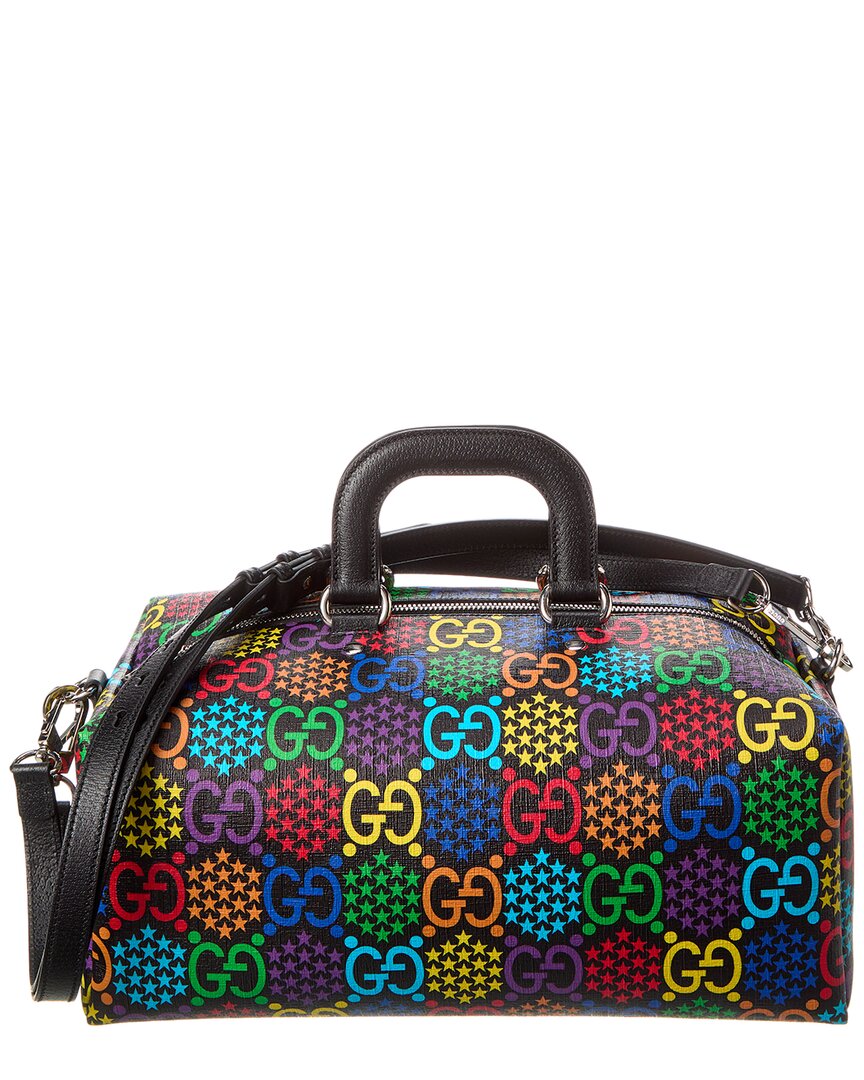Gucci Gg Psychedelic Canvas & Leather Backpack In Black