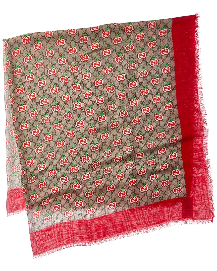 Gucci Apple Silk-blend Scarf In Red