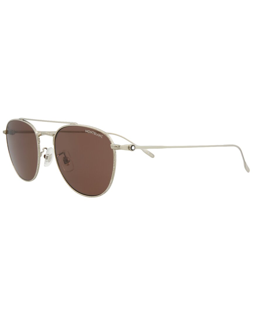 Shop Montblanc Men's Mb0211s 53mm Sunglasses In Silver