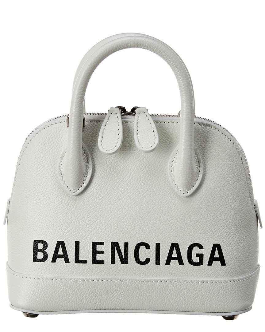 Balenciaga Ville Xxs Leather Top Handle Tote In White