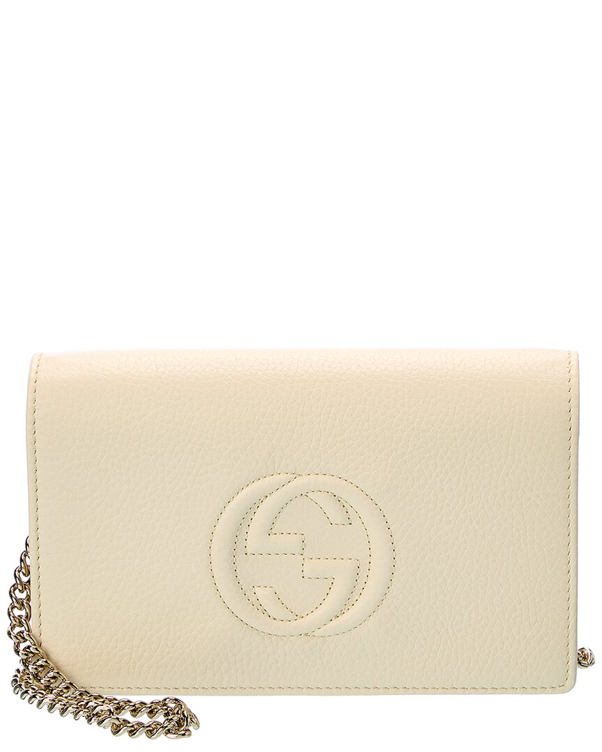 Shop Gucci Soho Leather Crossbody In White