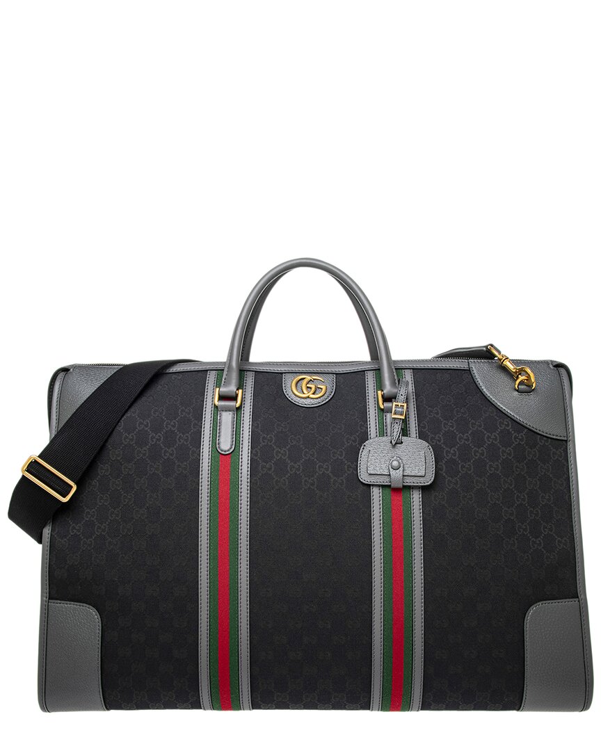 Gucci Gg Bauletto Canvas & Leather Duffel Bag In Neutral
