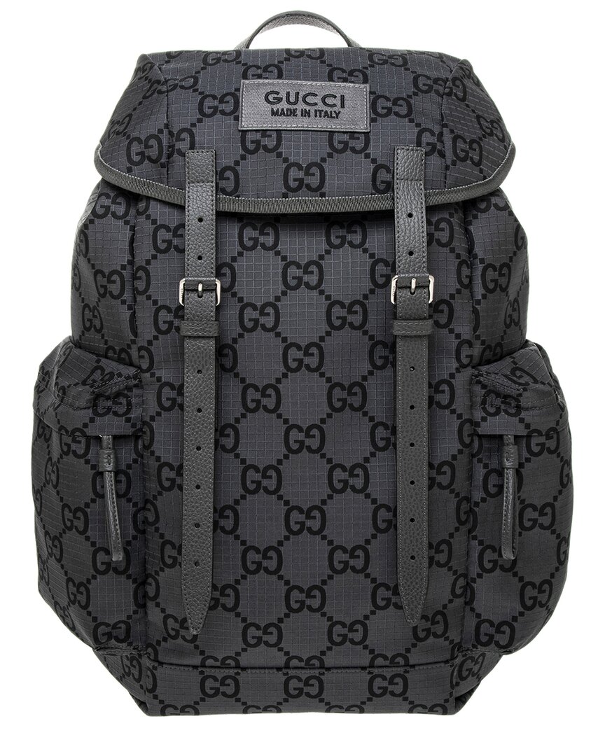 Gucci Gg Ripstop Recycled Large Leather-trim Backpack In Burgundy