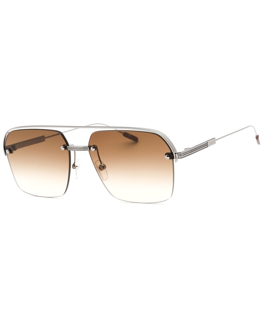 Shop Ermenegildo Zegna Men's Ez0213 59mm Sunglasses In Grey