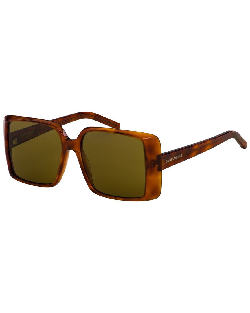 Shop Saint Laurent Unisex Sl451 56mm Sunglasses In Brown
