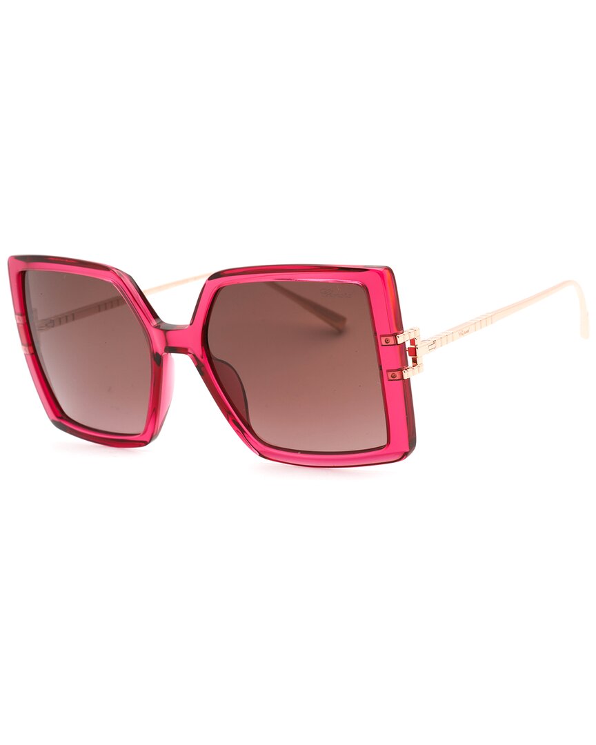 Chopard Brown Gradient Square Ladies Sunglasses Sch334m 0afd 56 In Pink
