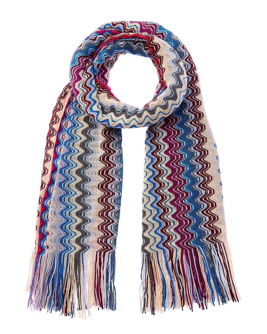 Missoni Wool-blend Scarf In Blue