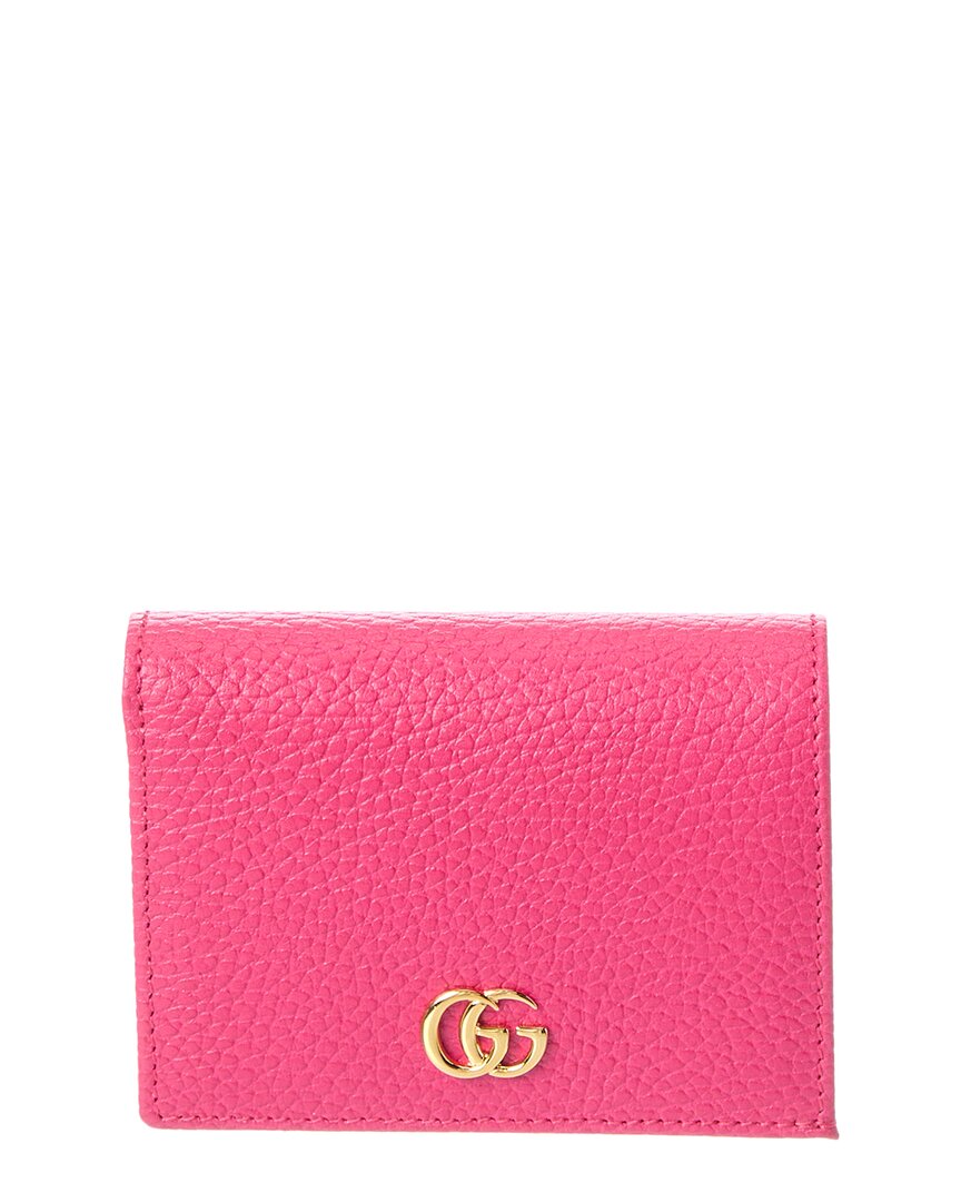 Кожаный футляр для карточек Gucci Gg Marmont Женский розовый 70090₽