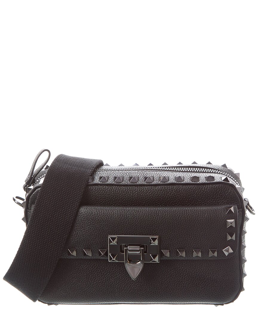 Shop Valentino Leather Crossbody In Black