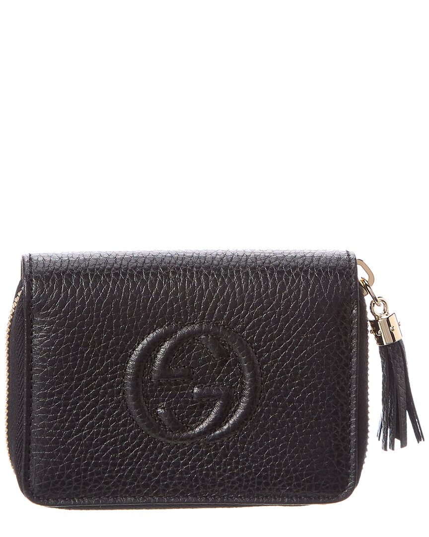 Gucci Gg Leather Coin Purse In Black